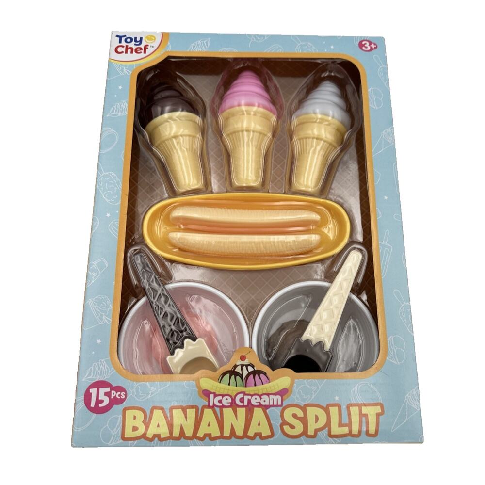 Toy Chef 15-Piece Gourmet Play Ice Cream Banana Split Set (role-play set)